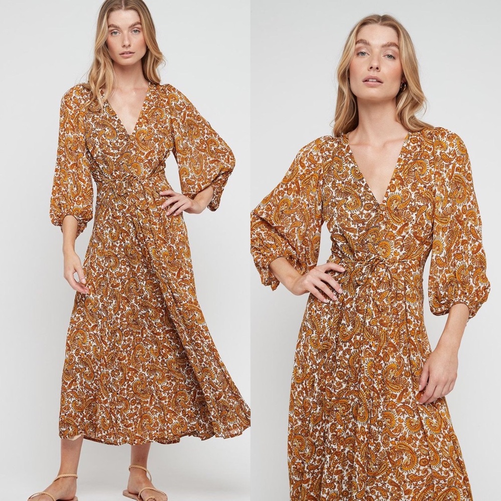 Faithfull the Brand Midi dress Paisley Print NWT